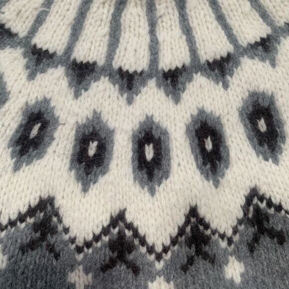 Lauren Ralph Lauren Sweater Gray Wool Angora Fair Isle Neutral Knit Pullover - Picture 7 of 8